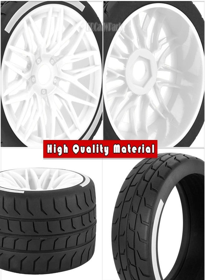 عجلات وإطارات BRCatWPark RC لسيارة Felony 6S BLX بمقياس 1/7، إطارات مطاطية للطرق السريعة، 4 قطع إطارات ناعمة للطرق السريعة لسيارات الانجراف RC، لون أبيض - Image 5